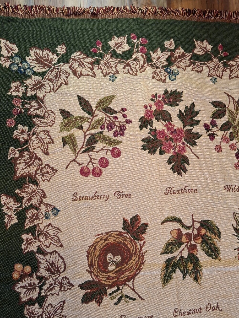 Vtg Bob Timberlake Home Collection Old Salem Floral Tree Tapestry Throw Blanket - Picture 2 of 11